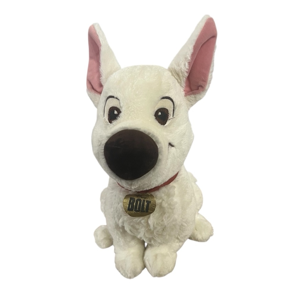 Disney Store Bolt Plush White Dog Stuffed Animal Sitting 14”